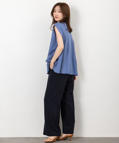 MAISONCOMFY （メゾンコンフィ）の「【接触冷感 レイヤードカットソー】異素材レイヤード（Tシャツ/カットソー・レディース・ブラック/ブルー/ホワイト・FREE）」の4枚目の写真