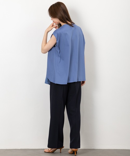 MAISONCOMFY （メゾンコンフィ）の「【接触冷感 レイヤードカットソー】異素材レイヤード（Tシャツ/カットソー・レディース・ブラック/ブルー/ホワイト・FREE）」の5枚目の写真