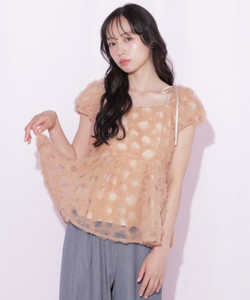 JILL by JILL STUART(ジルバイジルスチュアート)の「フラワーチュールペプラムブラウス(シャツ/ブラウス・レディース・ブルー/ホワイト/オレンジ・FREE)」の3枚目の写真