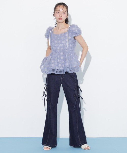 JILL by JILL STUART(ジルバイジルスチュアート)の「フラワーチュールペプラムブラウス(シャツ/ブラウス・レディース・ブルー/ホワイト/オレンジ・FREE)」の7枚目の写真