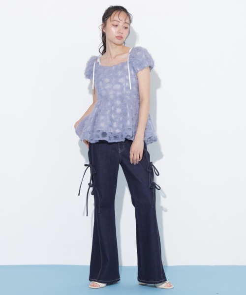 JILL by JILL STUART(ジルバイジルスチュアート)の「フラワーチュールペプラムブラウス(シャツ/ブラウス・レディース・ブルー/ホワイト/オレンジ・FREE)」の9枚目の写真
