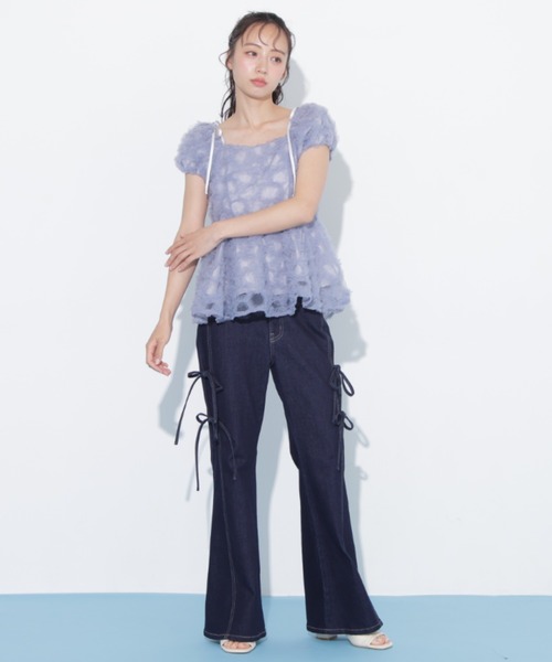 JILL by JILL STUART(ジルバイジルスチュアート)の「フラワーチュールペプラムブラウス(シャツ/ブラウス・レディース・ブルー/ホワイト/オレンジ・FREE)」の11枚目の写真