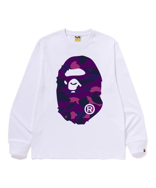 A BATHING APE(アベイシングエイプ)の「COLOR CAMO BIG APE HEAD LS TEE(Tシャツ/カットソー・メンズ・ホワイト系その他3/ホワイト×レッド/ホワイト×ネイビー/ブラック×パープル/ブラック×レッド/ブラック×ブルー/ブラック系その他6/ホワイト×パープル・LARGE/XX-LARGE/MEDIUM/X-LARGE/SMALL)」の3枚目の写真