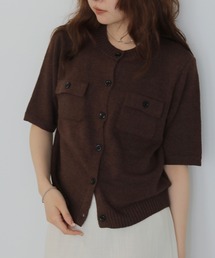 【cheriella】テープヤーン半袖カーディガン　TAPE YARN SHORT SLEEVE CARDIGAN