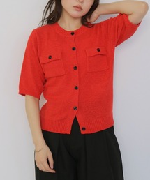 cheriella | 【cheriella】テープヤーン半袖カーディガン　TAPE YARN SHORT SLEEVE CARDIGAN(カーディガン/ボレロ)
