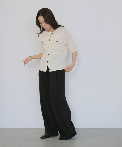 cheriella（シェリエラ）の「【cheriella】テープヤーン半袖カーディガン　TAPE YARN SHORT SLEEVE CARDIGAN（カーディガン/ボレロ・レディース・アイボリー/レッド/ブラック/ブラウン・FREE）」の11枚目の写真