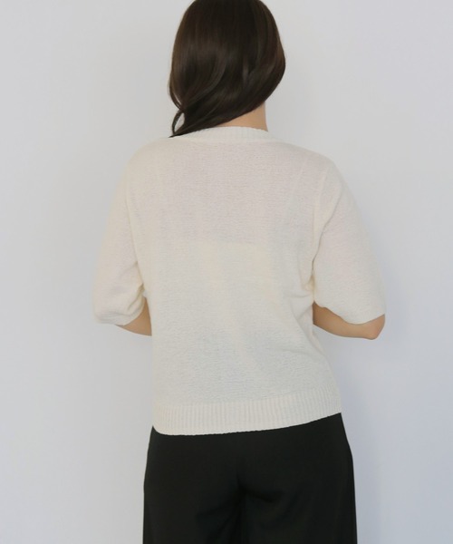 cheriella（シェリエラ）の「【cheriella】テープヤーン半袖カーディガン　TAPE YARN SHORT SLEEVE CARDIGAN（カーディガン/ボレロ・レディース・アイボリー/レッド/ブラック/ブラウン・FREE）」の14枚目の写真