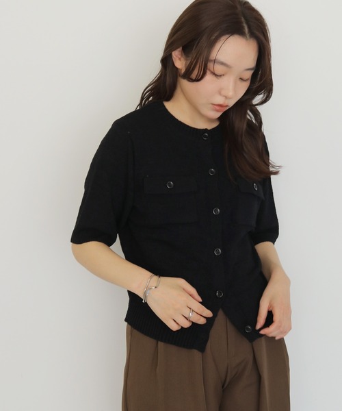 cheriella(シェリエラ)の「【cheriella】テープヤーン半袖カーディガン TAPE YARN SHORT SLEEVE CARDIGAN(カーディガン/ボレロ・レディース・アイボリー/レッド/ブラック/ブラウン・FREE)」の21枚目の写真