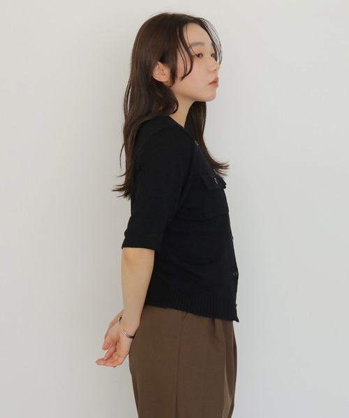 cheriella（シェリエラ）の「【cheriella】テープヤーン半袖カーディガン　TAPE YARN SHORT SLEEVE CARDIGAN（カーディガン/ボレロ・レディース・アイボリー/レッド/ブラック/ブラウン・FREE）」の21枚目の写真