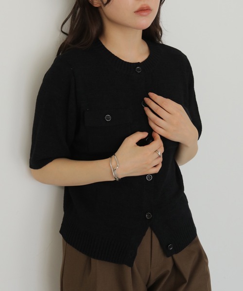 cheriella（シェリエラ）の「【cheriella】テープヤーン半袖カーディガン　TAPE YARN SHORT SLEEVE CARDIGAN（カーディガン/ボレロ・レディース・アイボリー/レッド/ブラック/ブラウン・FREE）」の22枚目の写真