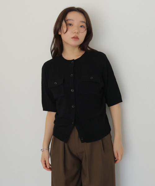 cheriella（シェリエラ）の「【cheriella】テープヤーン半袖カーディガン　TAPE YARN SHORT SLEEVE CARDIGAN（カーディガン/ボレロ・レディース・アイボリー/レッド/ブラック/ブラウン・FREE）」の20枚目の写真