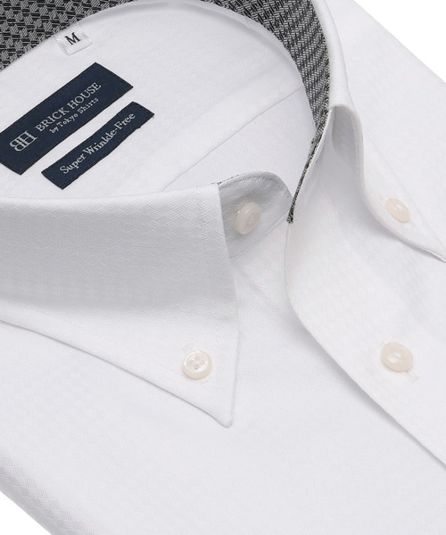 TOKYO SHIRTS（トウキョウシャツ）の「【超形態安定】【吸水速乾】  形態安定ノンアイロン ボタンダウン 半袖ビジネスワイシャツ（ビジネスシャツ・メンズ・ホワイト・首回り37cm/首回り39cm/首回り41cm/首回り42cm/首回り43cm）」の2枚目の写真