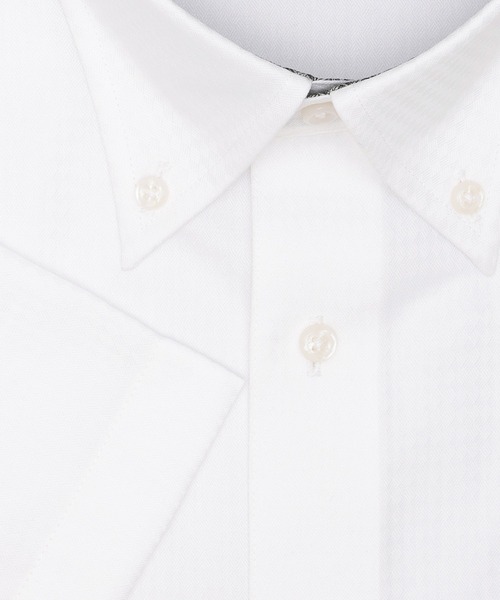 TOKYO SHIRTS（トウキョウシャツ）の「【超形態安定】【吸水速乾】  形態安定ノンアイロン ボタンダウン 半袖ビジネスワイシャツ（ビジネスシャツ・メンズ・ホワイト・首回り37cm/首回り39cm/首回り41cm/首回り42cm/首回り43cm）」の3枚目の写真