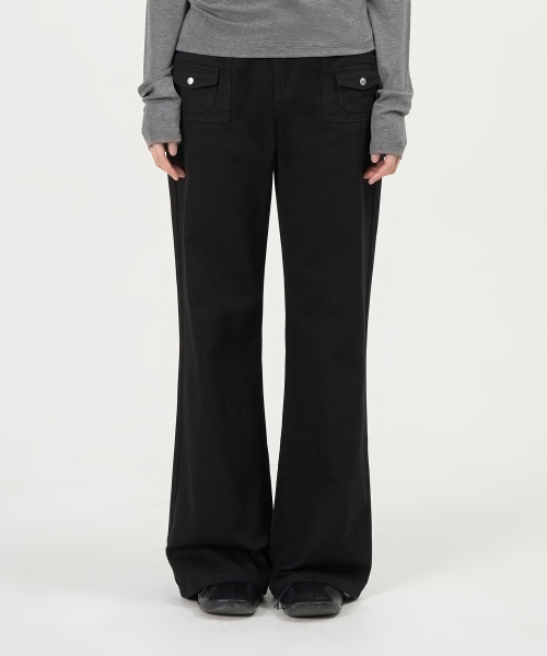 PEPLEE(ペプリー)の「Mini Pocket Boots Cut Cotton Pants (Black)(その他パンツ・レディース・その他・SMALL/MEDIUM)」の1枚目の写真