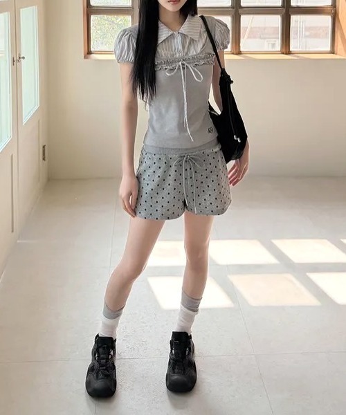 Vipoa(ヴィポア)の「Slim polka dot sweat shorts(その他パンツ・レディース・ホワイト/ブラック/グレー・FREE)」の10枚目の写真