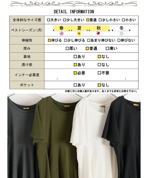 GOLDJAPAN(ゴールドジャパン)の「フィッシュテールコットンチュニックTシャツ【大きいサイズ対応】(チュニック・レディース・オフホワイト/チャコールグレー/カーキ/ブラック・LL~3L/4L~5L)」の21枚目の写真