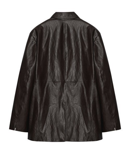 LEFTSEOUL（レフトソウル）の「シンセティックレザーオーバーサイズジャケット[ブラウン]（ライダースジャケット・レディース・その他・FREE）」の2枚目の写真