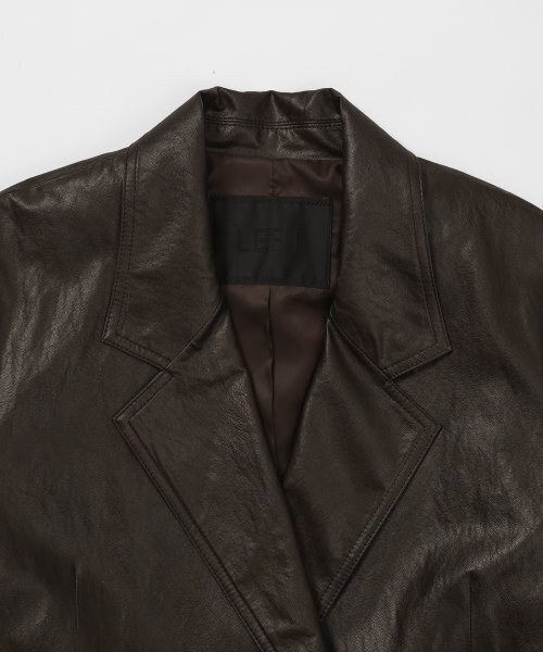 LEFTSEOUL（レフトソウル）の「シンセティックレザーオーバーサイズジャケット[ブラウン]（ライダースジャケット・レディース・その他・FREE）」の3枚目の写真