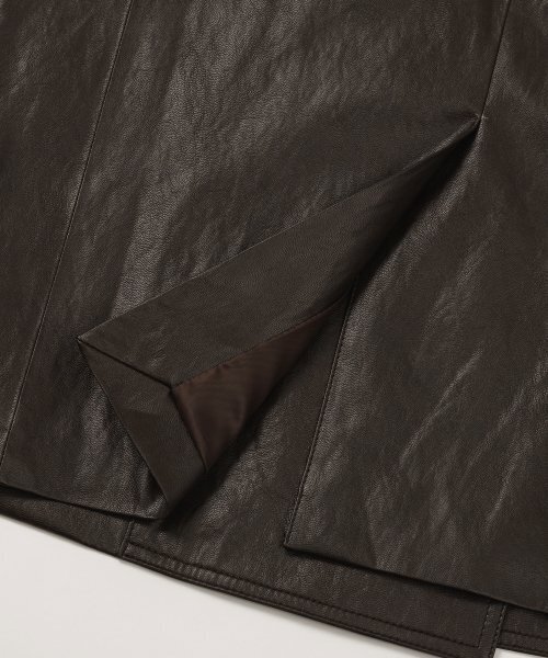 LEFTSEOUL（レフトソウル）の「シンセティックレザーオーバーサイズジャケット[ブラウン]（ライダースジャケット・レディース・その他・FREE）」の5枚目の写真