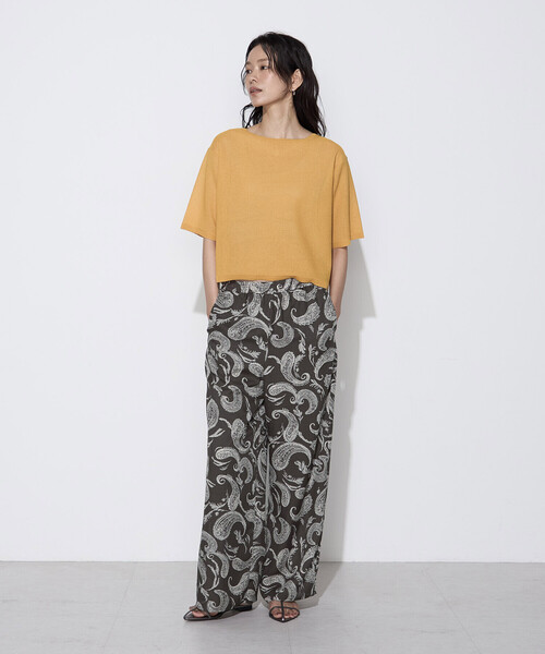 K.T KIYOKO TAKASE(キヨコタカセ)の「麻調ポリエステル ボタニカルペイズリーパンツ(その他パンツ・レディース・カーキ/ブラック系その他・9号)」の18枚目の写真