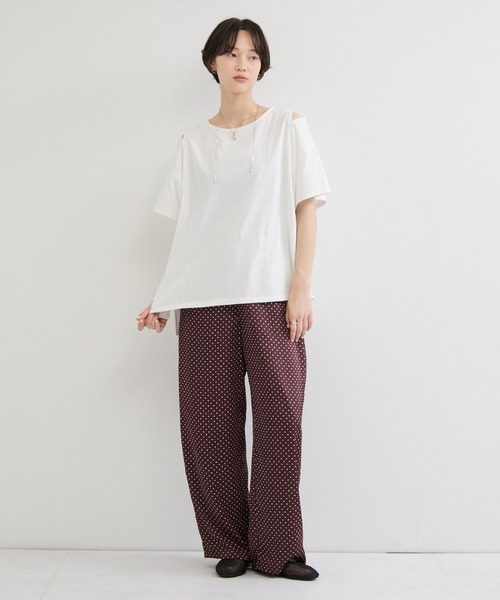 le cercle ADAM ET ROPE'（ルセルクルアダムエロペ）の「COOLMAX ショルダースリットTEE UVカット/接触冷感/吸水速乾（Tシャツ/カットソー・レディース・グリーン系その他/ブラック/ホワイト・FREE）」の4枚目の写真
