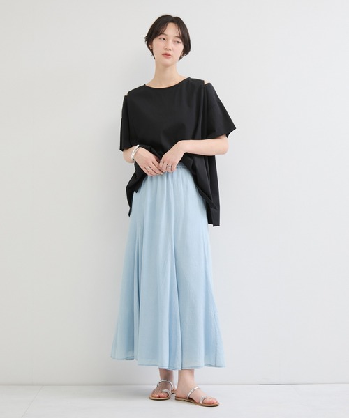 le cercle ADAM ET ROPE'（ルセルクルアダムエロペ）の「COOLMAX ショルダースリットTEE UVカット/接触冷感/吸水速乾（Tシャツ/カットソー・レディース・グリーン系その他/ブラック/ホワイト・FREE）」の6枚目の写真