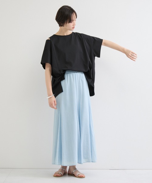 le cercle ADAM ET ROPE'（ルセルクルアダムエロペ）の「COOLMAX ショルダースリットTEE UVカット/接触冷感/吸水速乾（Tシャツ/カットソー・レディース・グリーン系その他/ブラック/ホワイト・FREE）」の7枚目の写真