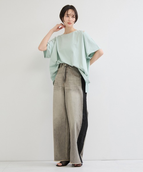 le cercle ADAM ET ROPE'（ルセルクルアダムエロペ）の「COOLMAX ショルダースリットTEE UVカット/接触冷感/吸水速乾（Tシャツ/カットソー・レディース・グリーン系その他/ブラック/ホワイト・FREE）」の8枚目の写真