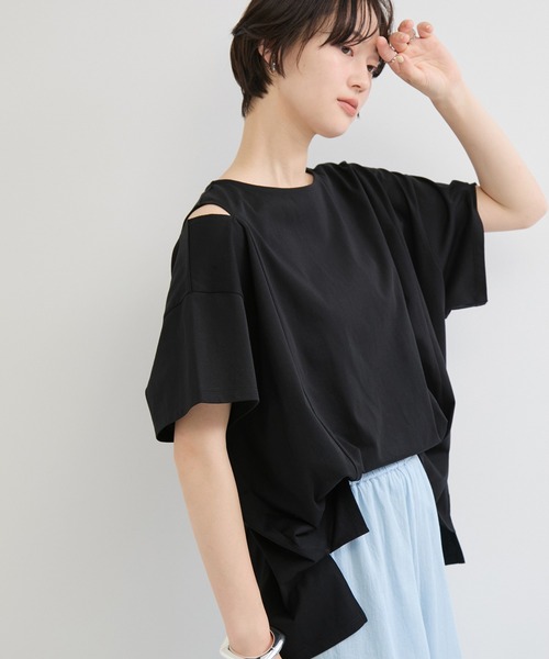 le cercle ADAM ET ROPE'（ルセルクルアダムエロペ）の「COOLMAX ショルダースリットTEE UVカット/接触冷感/吸水速乾（Tシャツ/カットソー・レディース・グリーン系その他/ブラック/ホワイト・FREE）」の10枚目の写真