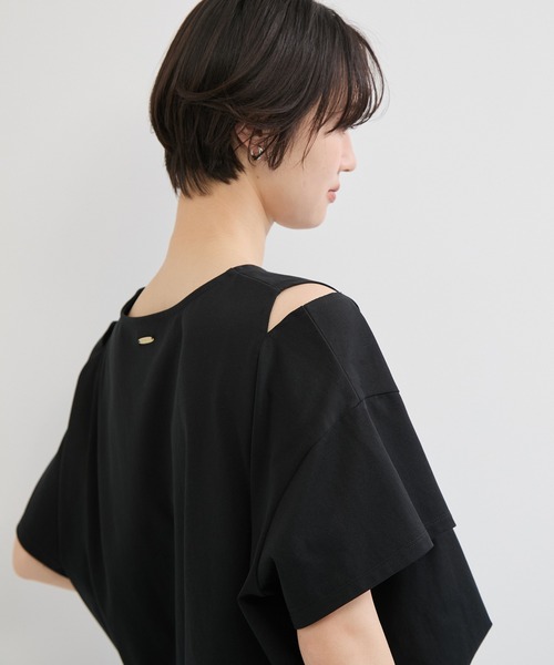 le cercle ADAM ET ROPE'（ルセルクルアダムエロペ）の「COOLMAX ショルダースリットTEE UVカット/接触冷感/吸水速乾（Tシャツ/カットソー・レディース・グリーン系その他/ブラック/ホワイト・FREE）」の11枚目の写真