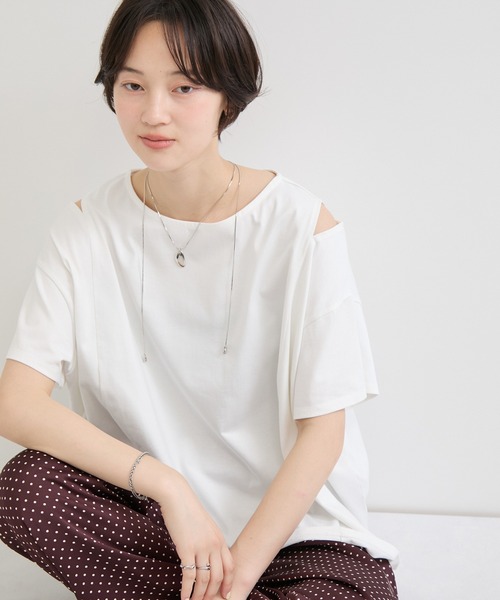 le cercle ADAM ET ROPE'（ルセルクルアダムエロペ）の「COOLMAX ショルダースリットTEE UVカット/接触冷感/吸水速乾（Tシャツ/カットソー・レディース・グリーン系その他/ブラック/ホワイト・FREE）」の13枚目の写真