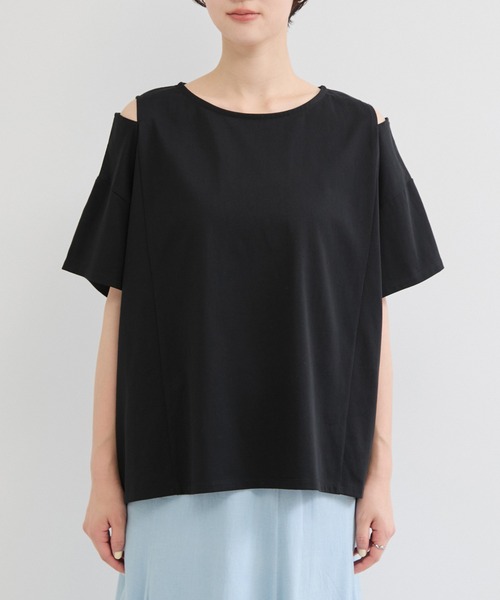 le cercle ADAM ET ROPE'（ルセルクルアダムエロペ）の「COOLMAX ショルダースリットTEE UVカット/接触冷感/吸水速乾（Tシャツ/カットソー・レディース・グリーン系その他/ブラック/ホワイト・FREE）」の14枚目の写真
