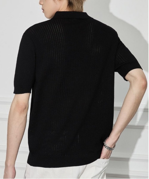 DOUBLE STEAL(ダブルスティール)の「DS透かし編みニットポロ(ポロシャツ・メンズ・ベージュ/ブラック/ホワイト・LARGE/MEDIUM/X-LARGE)」の5枚目の写真