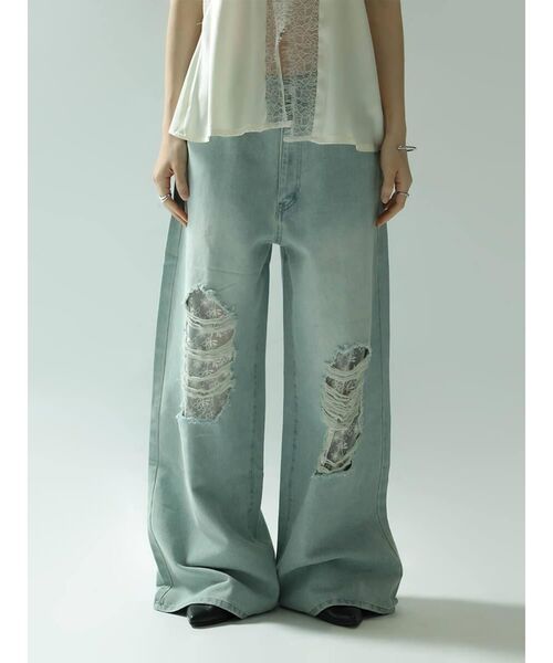 :ETHROF(イーサオブ)の「LACE DOCKING DAMAGE DENIM PANTS(デニムパンツ・レディース・ブルー系その他/ブラック・MEDIUM)」の13枚目の写真