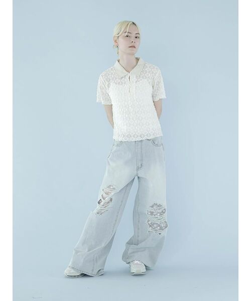 :ETHROF(イーサオブ)の「LACE DOCKING DAMAGE DENIM PANTS(デニムパンツ・レディース・ブルー系その他/ブラック・MEDIUM)」の16枚目の写真