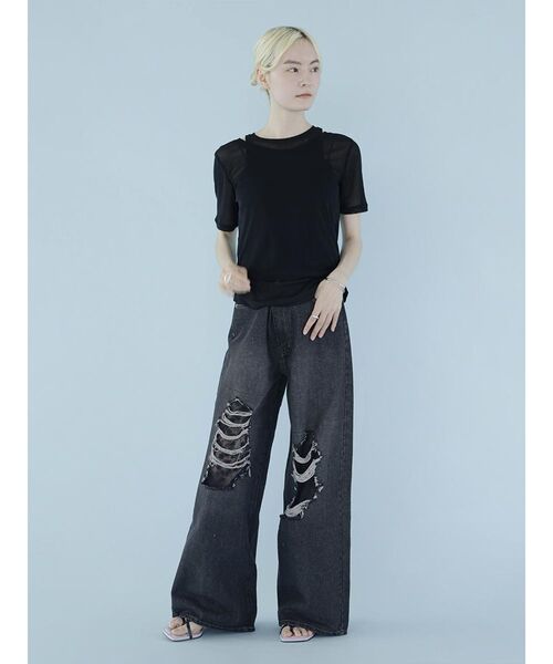:ETHROF(イーサオブ)の「LACE DOCKING DAMAGE DENIM PANTS(デニムパンツ・レディース・ブルー系その他/ブラック・MEDIUM)」の18枚目の写真