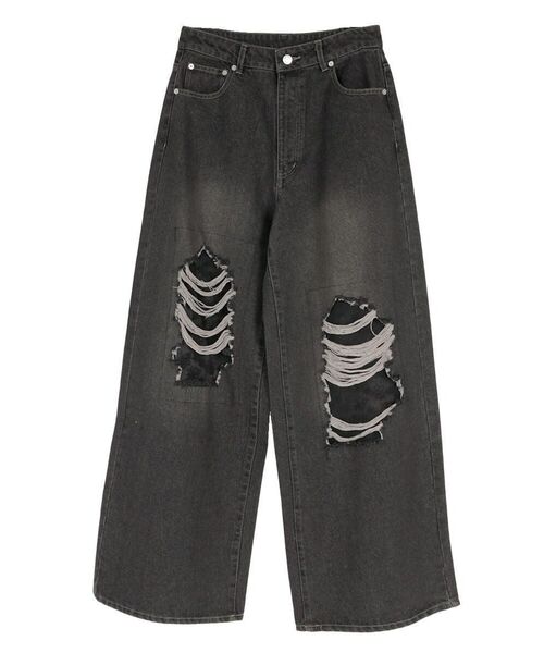 :ETHROF(イーサオブ)の「LACE DOCKING DAMAGE DENIM PANTS(デニムパンツ・レディース・ブルー系その他/ブラック・MEDIUM)」の3枚目の写真