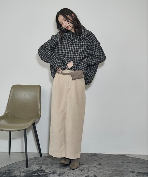 THE YOn(ザヨン)の「ストールセットチェックシャツ(シャツ/ブラウス・レディース・ベージュ/ブラウン/ブラック・FREE)」の20枚目の写真