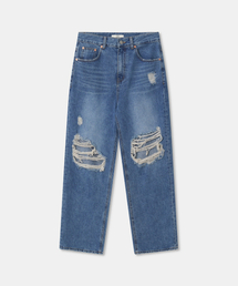 Damage washed jeans / BLUE
