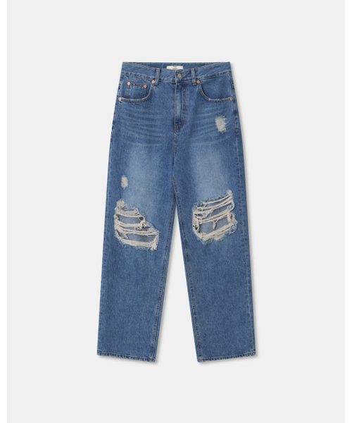 THEENDQUESTION（ジエンドクエスチョン）の「Damage washed jeans / BLUE（デニムパンツ・レディース・その他・1/2/3）」の2枚目の写真