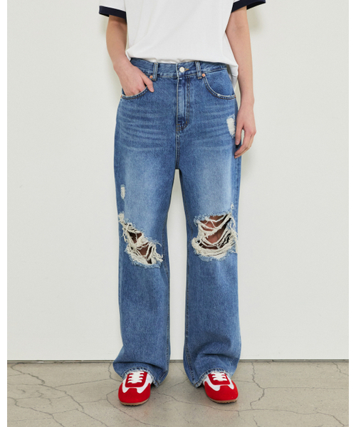 THEENDQUESTION（ジエンドクエスチョン）の「Damage washed jeans / BLUE（デニムパンツ・レディース・その他・1/2/3）」の5枚目の写真