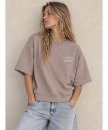 裾リブ半袖Tシャツ 刺繍ロゴ バックロゴ カジュアル