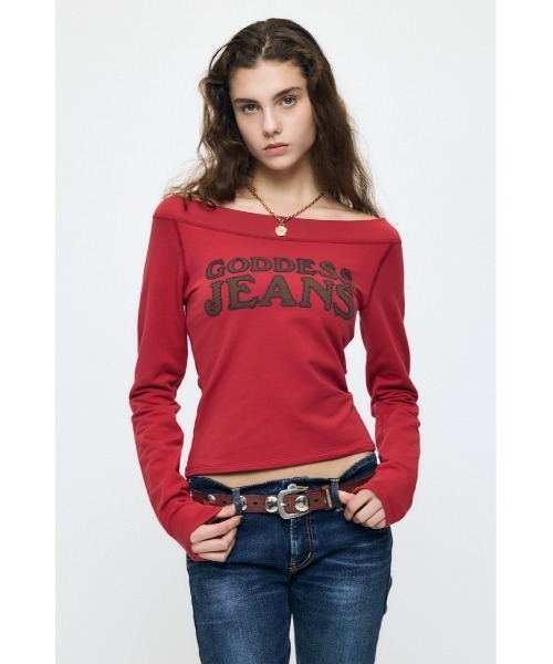 MOUSSY（マウジー）の「【26年AW新作】OFF SHOULDER L/S Tシャツ（Tシャツ/カットソー・レディース・杢グレー/レッド/ネイビー・FREE）」の14枚目の写真