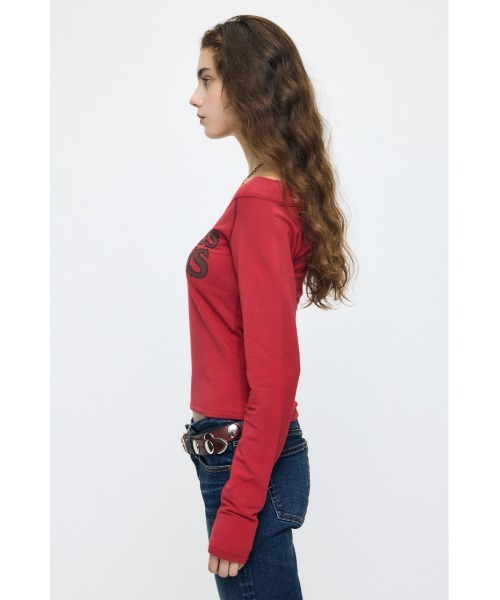 MOUSSY（マウジー）の「【26年AW新作】OFF SHOULDER L/S Tシャツ（Tシャツ/カットソー・レディース・杢グレー/レッド/ネイビー・FREE）」の16枚目の写真