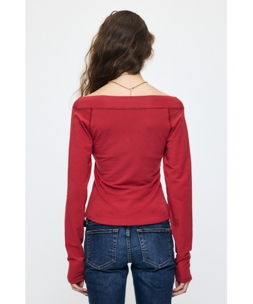 MOUSSY（マウジー）の「【26年AW新作】OFF SHOULDER L/S Tシャツ（Tシャツ/カットソー・レディース・杢グレー/レッド/ネイビー・FREE）」の17枚目の写真