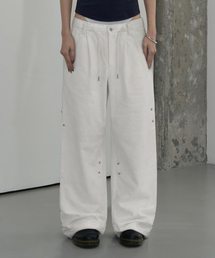 UTILITY POCKET WIDE SWEAT PANTS (WHITE)