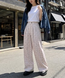 チェックワイドパンツ