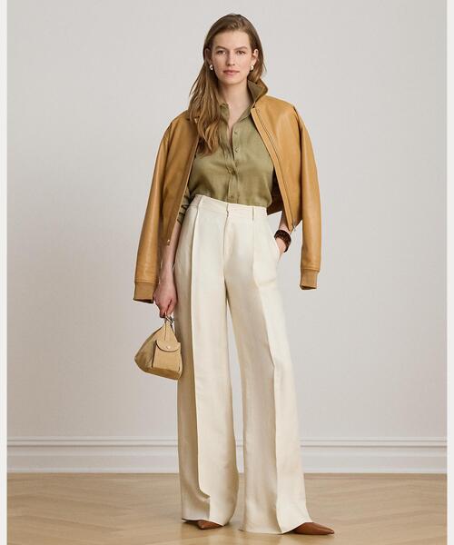 RALPH LAUREN【美品】リネン 麻 ベージュ ジャケット ワイドパンツ LAUREN RALPH LAUREN｜ローレン ラルフ ローレンのスラックス