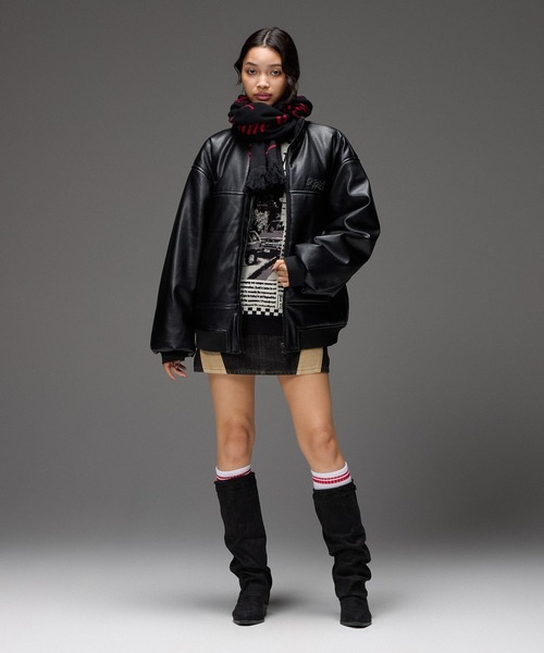 X-girl(エックスガール)の「FAUX LEATHER PADDED JACKET(その他アウター・レディース・ブラック・S/M)」の3枚目の写真