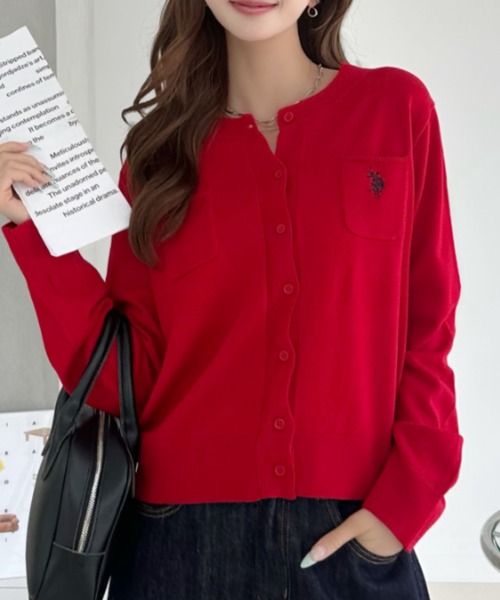 U.S. POLO ASSN.(ユーエスポロアッスン)の「【Ada.別注 U.S. POLO ASSN.】 胸ポケット ベーシック カーディガン(カーディガン/ボレロ・レディース・ネイビー/レッド/グレー/グリーン・M/S)」の12枚目の写真